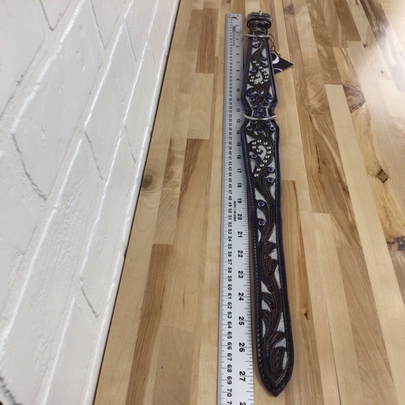 Madcow genuine leather contemporary dog collar handcraf black cerule blue silver - Picture 12 of 16